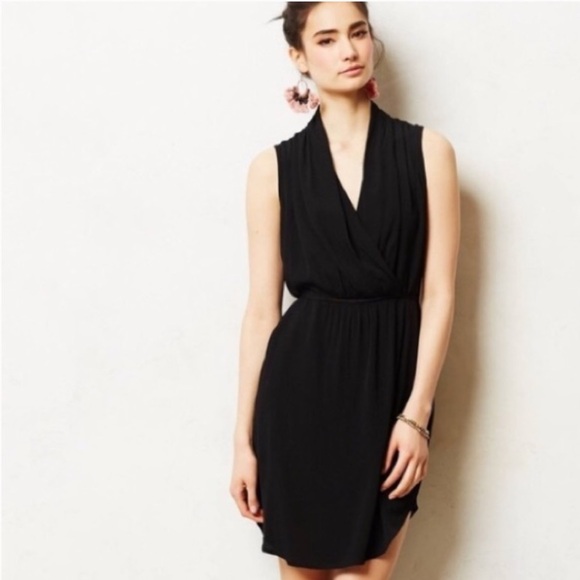 Maeve Black Sheath Mini Dress Cowl Neck Sleeveless - Picture 1 of 10